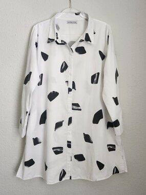 SNAPDRAGON & TWIG Harriet Button Down Tunic Artsy Lagenlook L